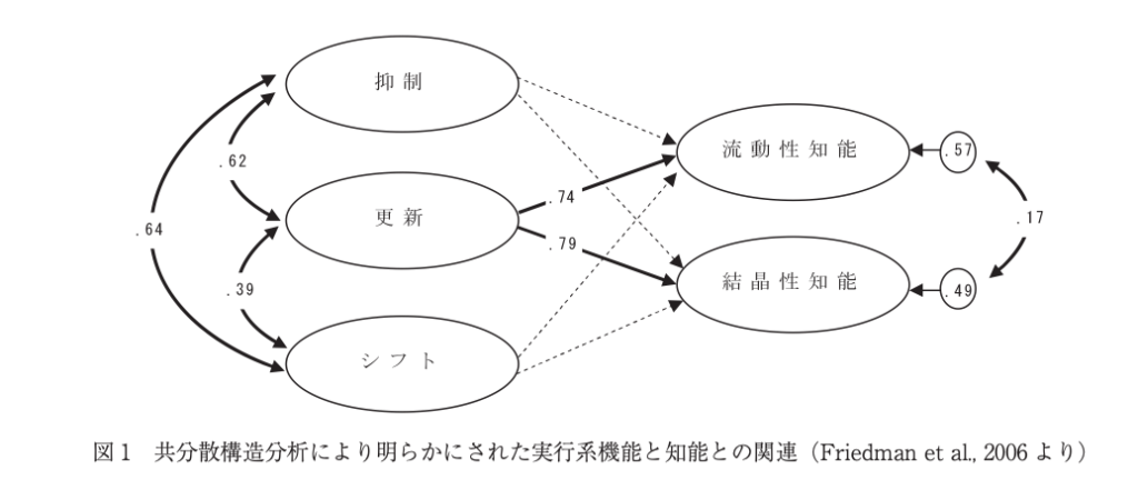 ワーキングメモリと実行系機能の図